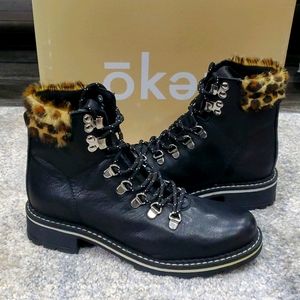 Oker Short Boots with leopard trim